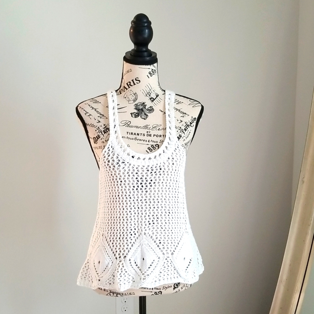 White Crochet Tank Top